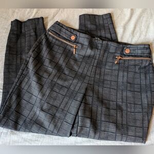 Ivanka Trump plaid stretch pants with rose gold hardware sz large